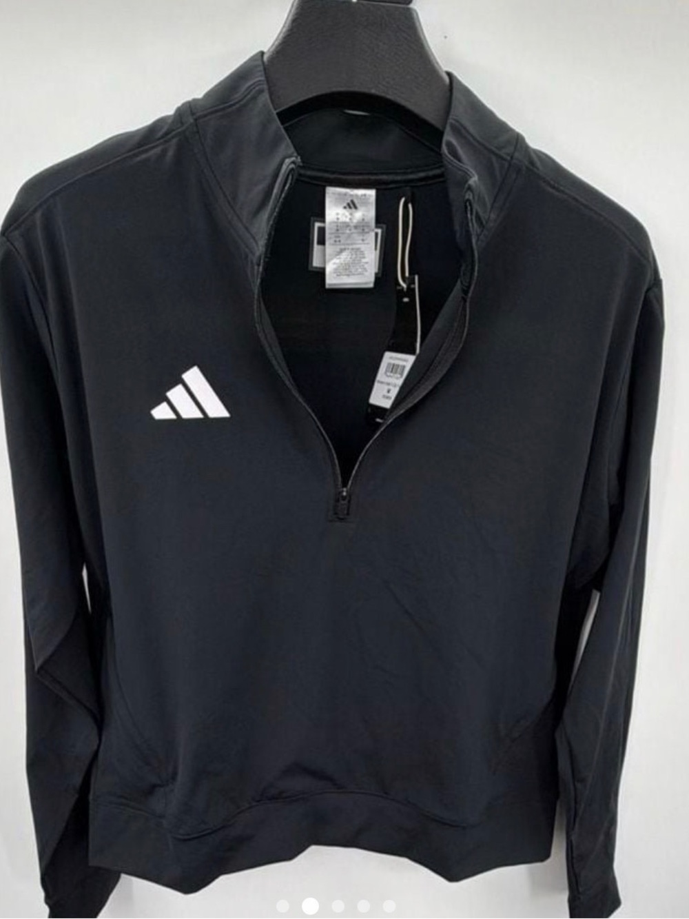 adidas Black Quarter-Zip Training Top with White Logo